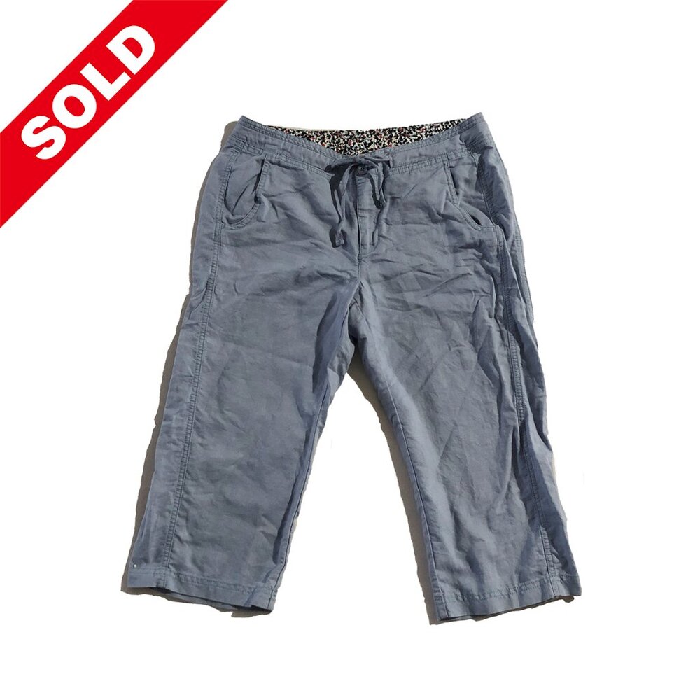 Columbia Capri Pants Womens Size 10 Blue Linen Cropped Drawstring Straight